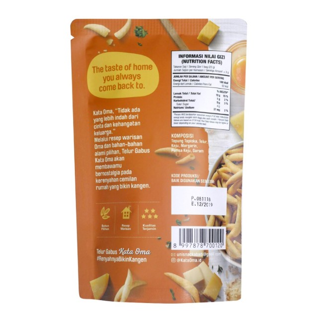 Kata Oma Telur Gabus Rasa Keju Cheddar Inggris