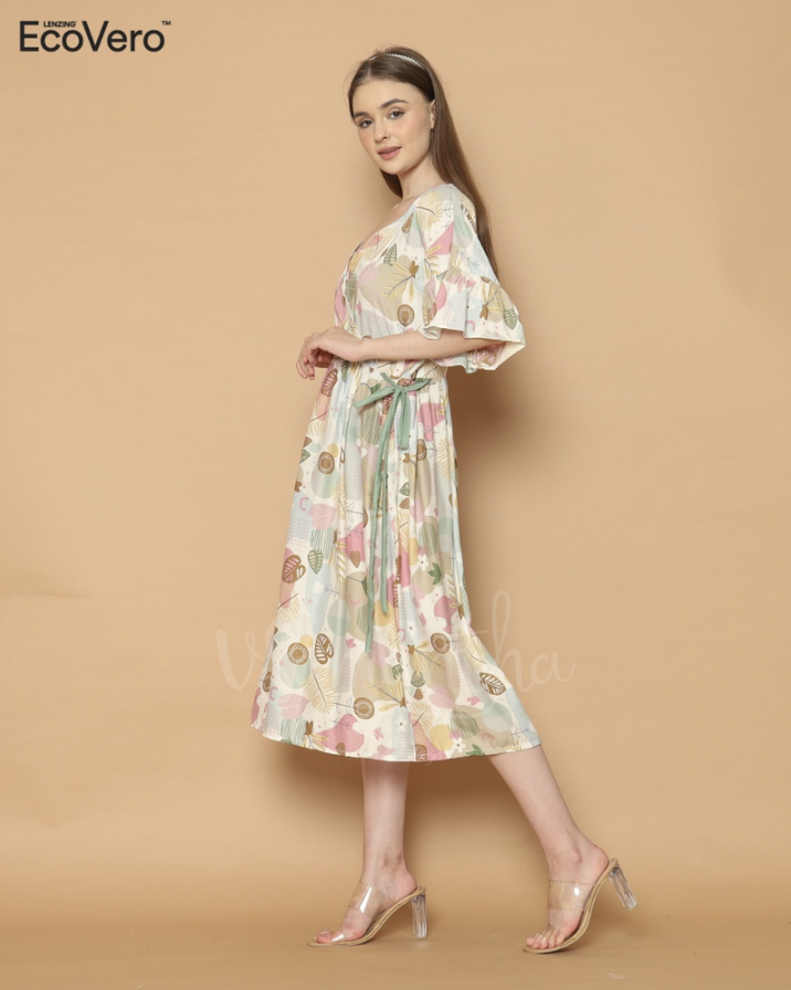 VSamantha Dress Kimono Ecovero Misae Greentea