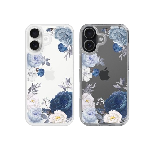 Cassion Blue Flowers Hybrid Crystal Case iPhone 17 ｜ SSRB-SMALL