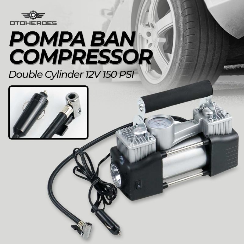 Otoheroes Pompa Ban Compressor Double Cylinder 12V 150 Psi 2