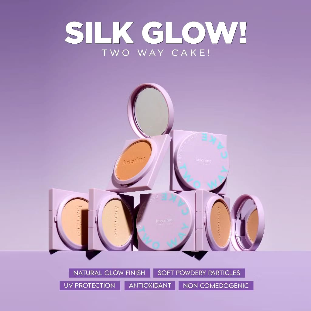 Luxury Cantika Indonesia Luxcrime Blur & Cover Two Way Cake SIlk Glow Buttercream