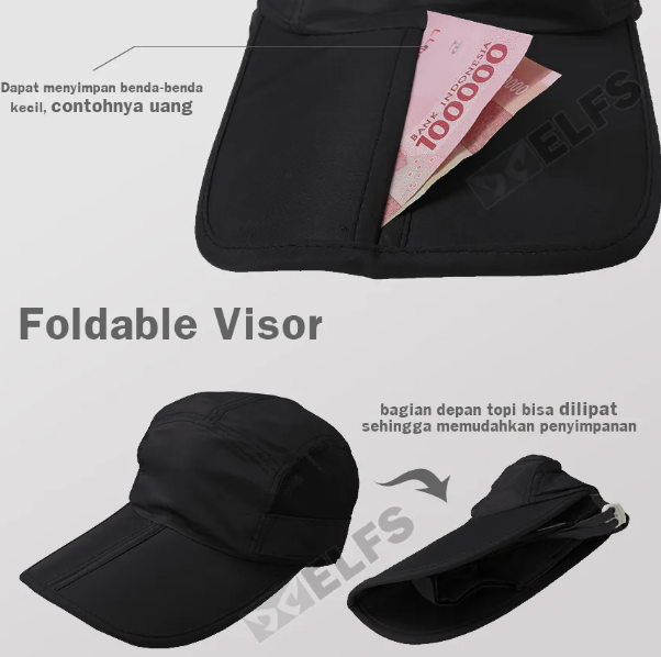  Elfs Active Topi Mancing Anti UV Masker Jepang Outdoor Hat