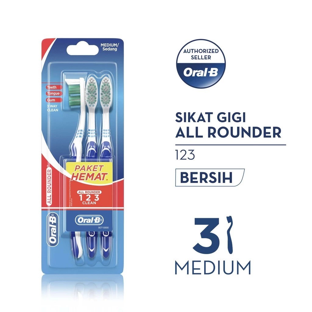Sikat Gigi All Rounder 123 Medium 3 pcs 5