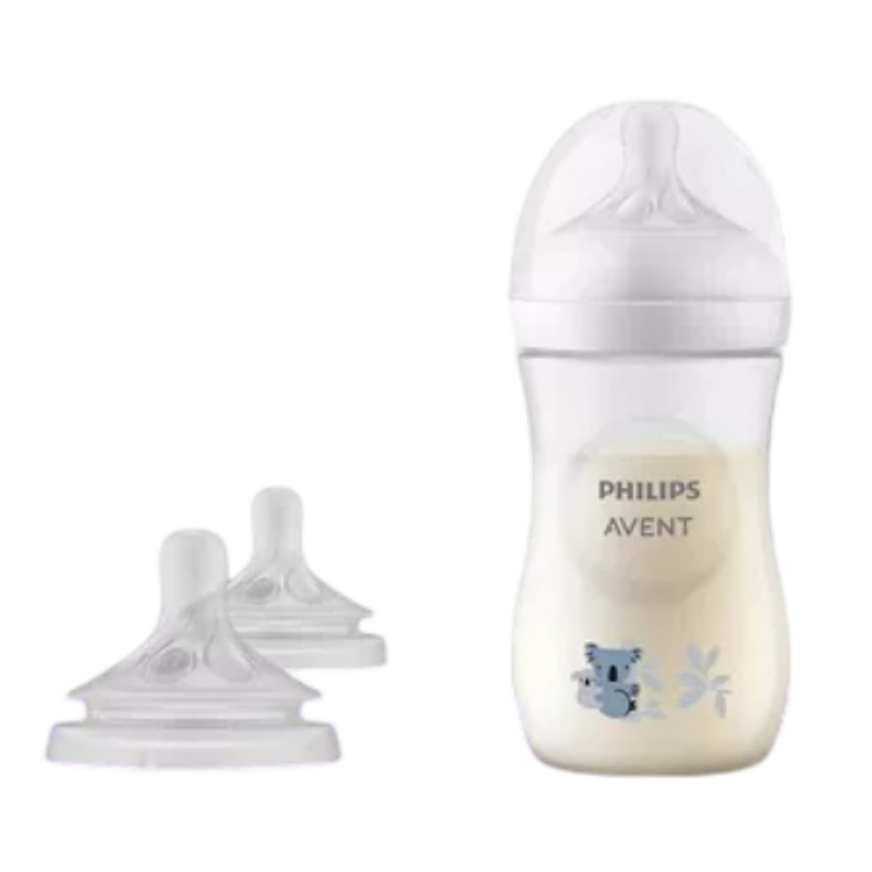 Avent Natural Bottle 3.0 Deco Koala 260ml + Dot Natural Response 6M+ Flow Tercepat Bundle 1