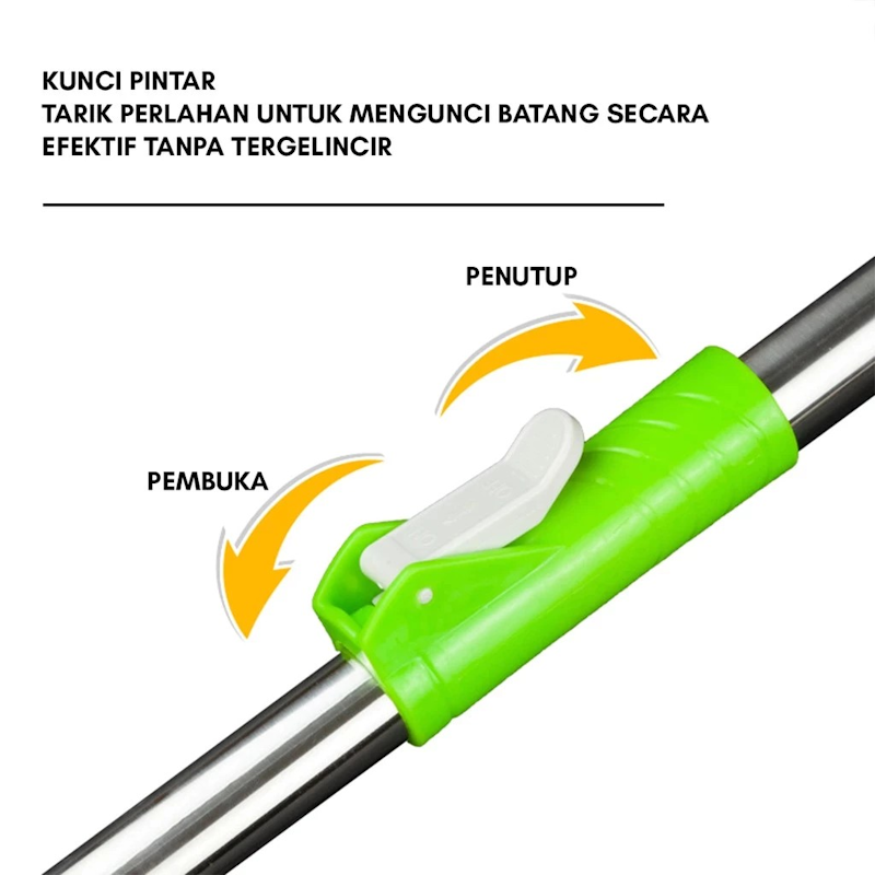 Paus Biru Alat Pel Lantai Stainless 2 in 1 dengan Ember 3