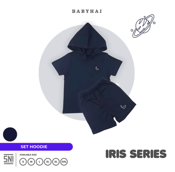 Babyhai Sahabat Anda BABY HAI Iris Set Set Hoodie Seri Biru