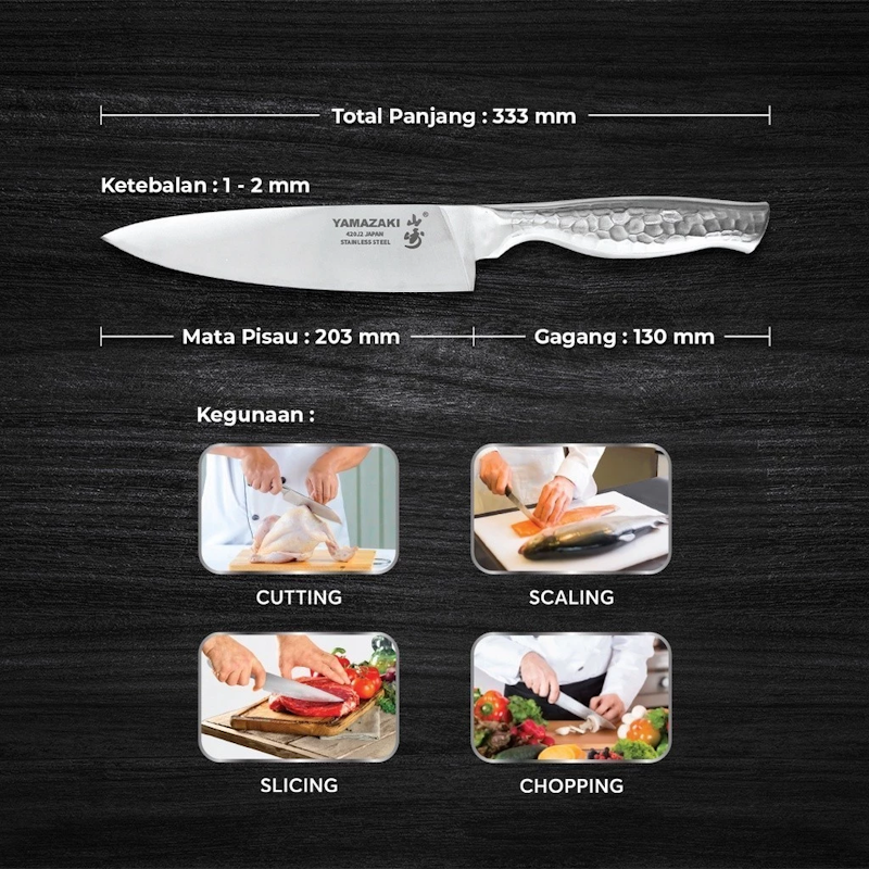 Bagus Yamazaki Stainless Steel Japan Chef Knife 8 inch 5