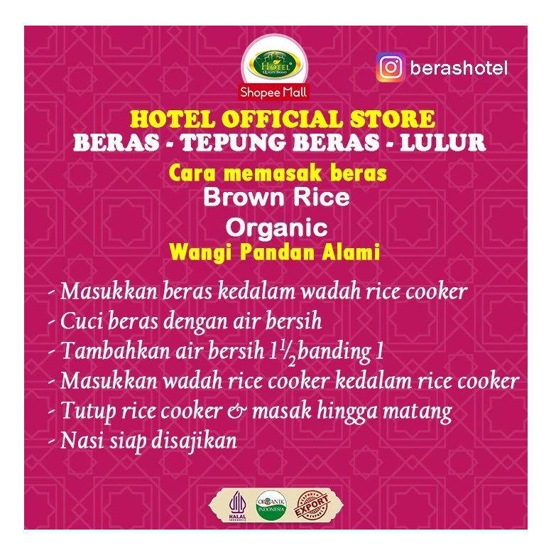 HOTEL Beras Coklat Organik Aromatik 2 kg 3