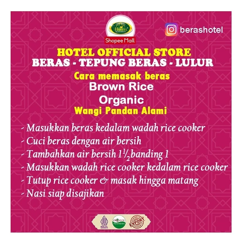 HOTEL Beras Coklat Organik Aromatik 2 kg 3