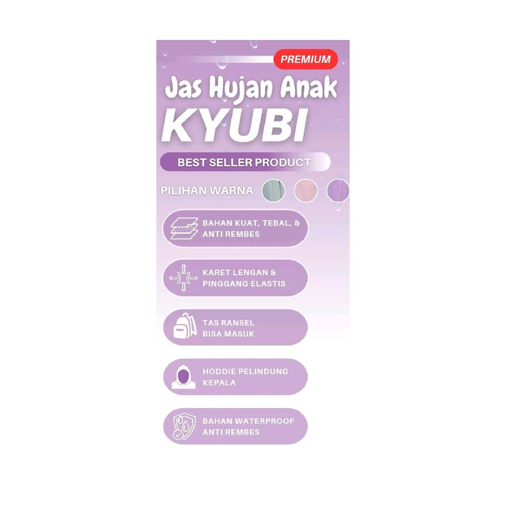  Kyubi Jas Hujan Anak Setelan Ponco Celana