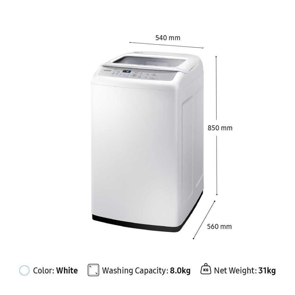 Samsung Electronics Samsung 8 kg Laundry Top-load Washer Wobble™ Technology WA80H4200SW/SE