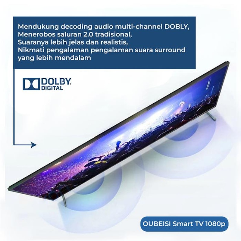 OUBEISI TV Smart TV LED Digital 43 Inch 3