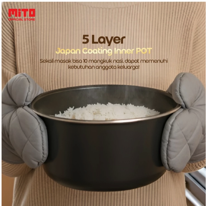 Mahakarya Sukses Indonesia MITO Multi Digital Rice Cooker Low Sugar 8in1 R7 White