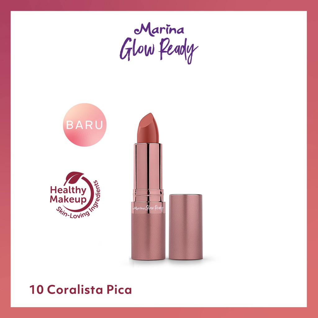 Marina Glow Ready Luscious Lipstick 10 Coralista Pica