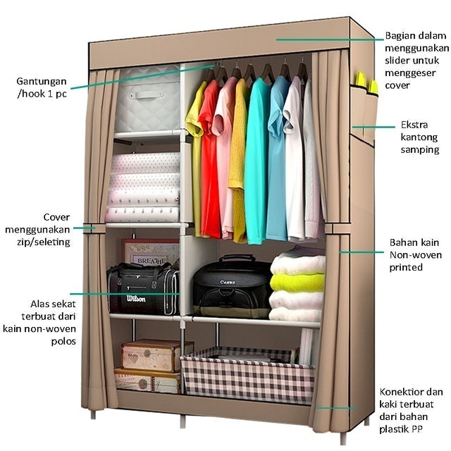 Azonex Lemari Pakaian Portable Rak Serbaguna YG105 - KING