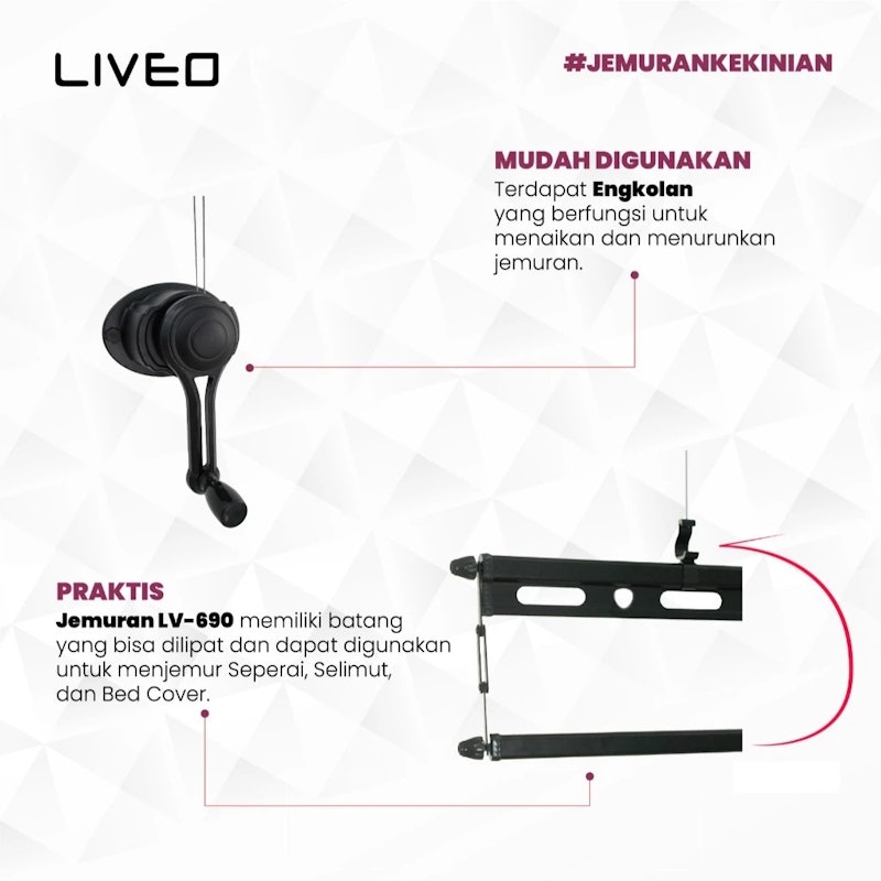 Liveo Jemuran Lifting Baju Alumunium 2