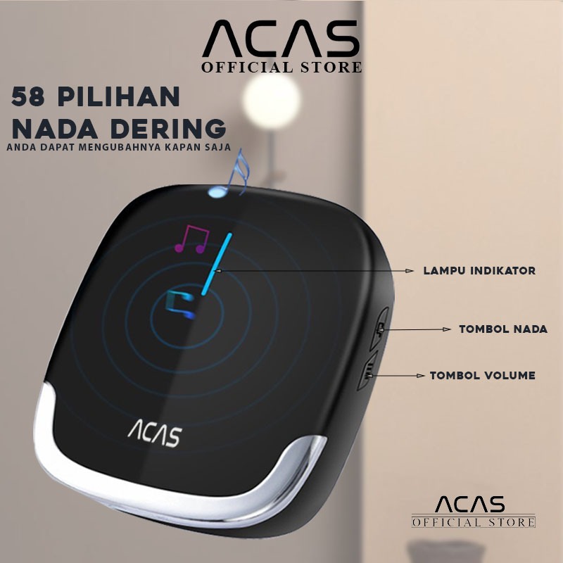  ACAS Wireless Doorbell (1 Button 2 Receiver) A909