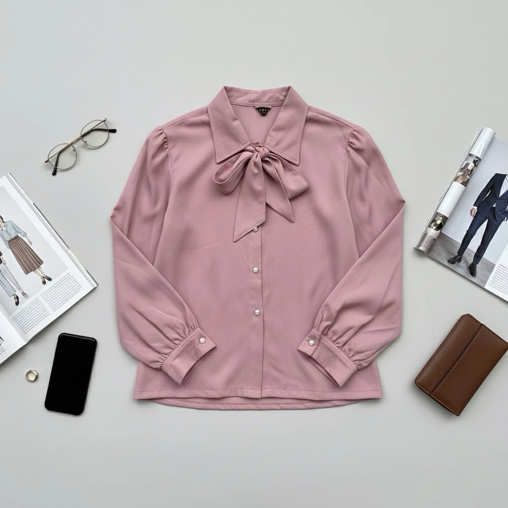  NORO Atasan Wanita Formal Kerah Pita