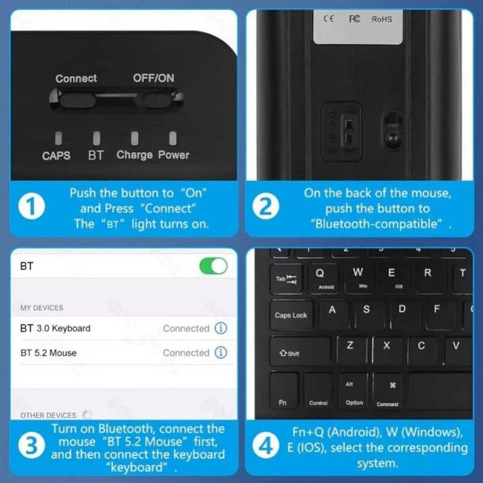  GROTIC Keyboard Mouse Wireless Bluetooth
