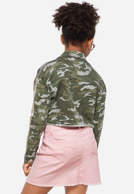 Justice SEQUIN STRIPE CAMO DENIM JACKET