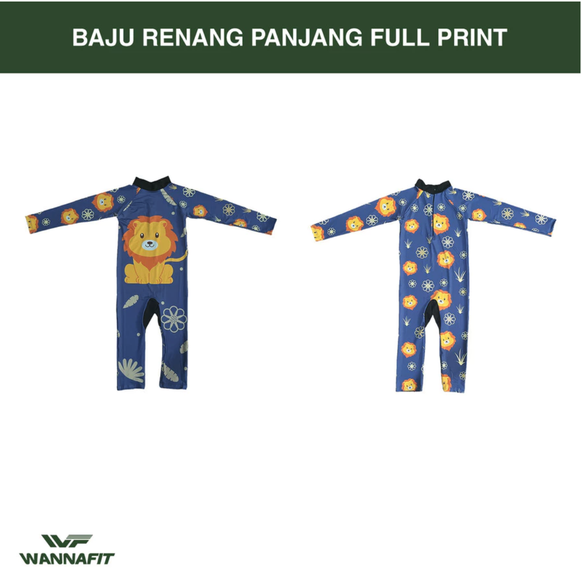  WANNAFIT Baju Renang Panjang Full Print