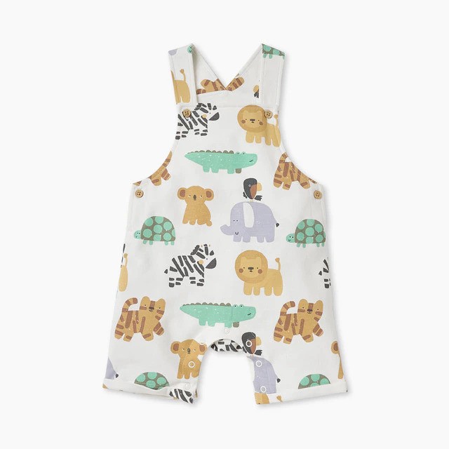 Babyshop Juniors Animal Print Dungaree and T-shirt Set White Multishade 2