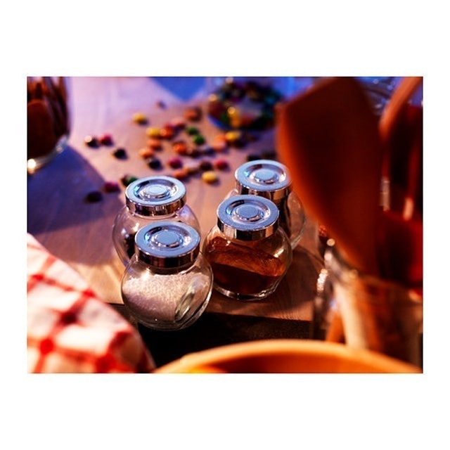 IKEA RAJTAN - Spice Jar Glass/Aluminium-Colour 601.798.15