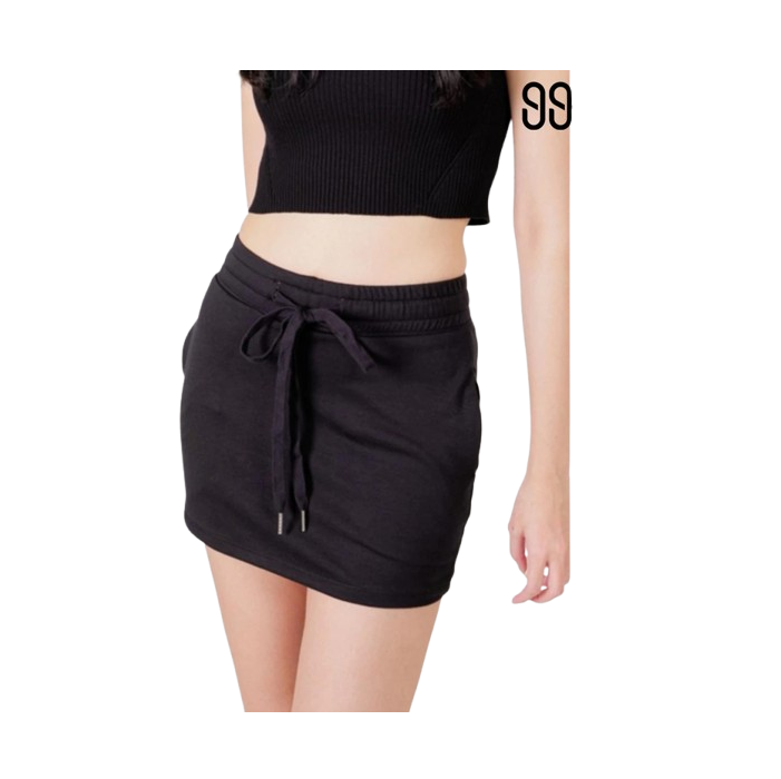 99kOUTLET Rok Mini Polos Casual Drawstring Mid Waist ｜ 1687