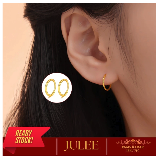  JULEE Anting Lingkaran Polos Emas 24 Karat