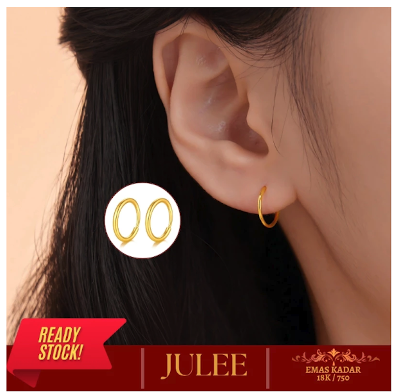 JULEE Anting Lingkaran Polos Emas 24 Karat 2