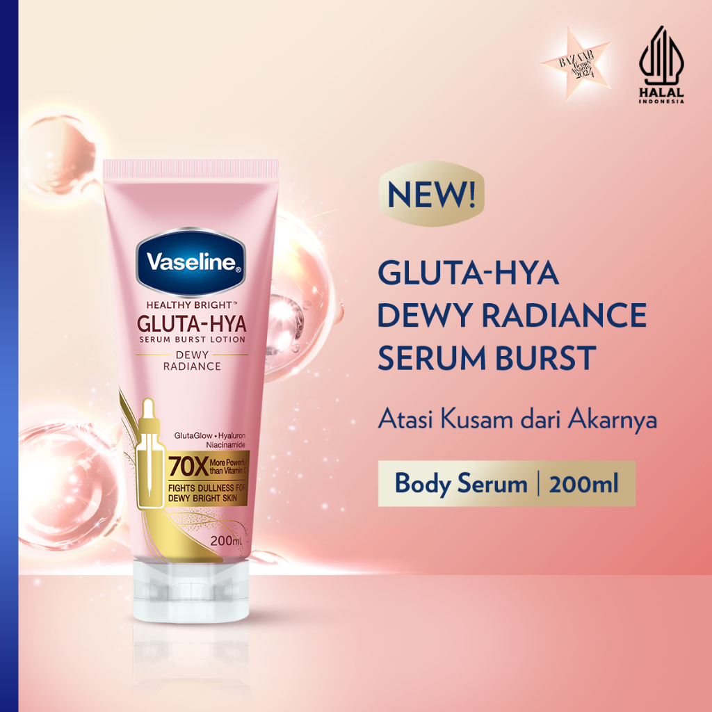 Unilever Indonesia Vaseline® Healthy Bright Gluta-Hya Serum Burst Lotion Dewy Radiance