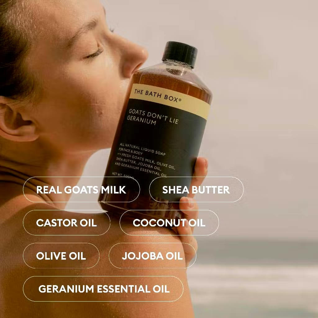 Mitra Kreasi Natural THE BATH BOX® Goats Don't Lie Geranium Liquid Soap