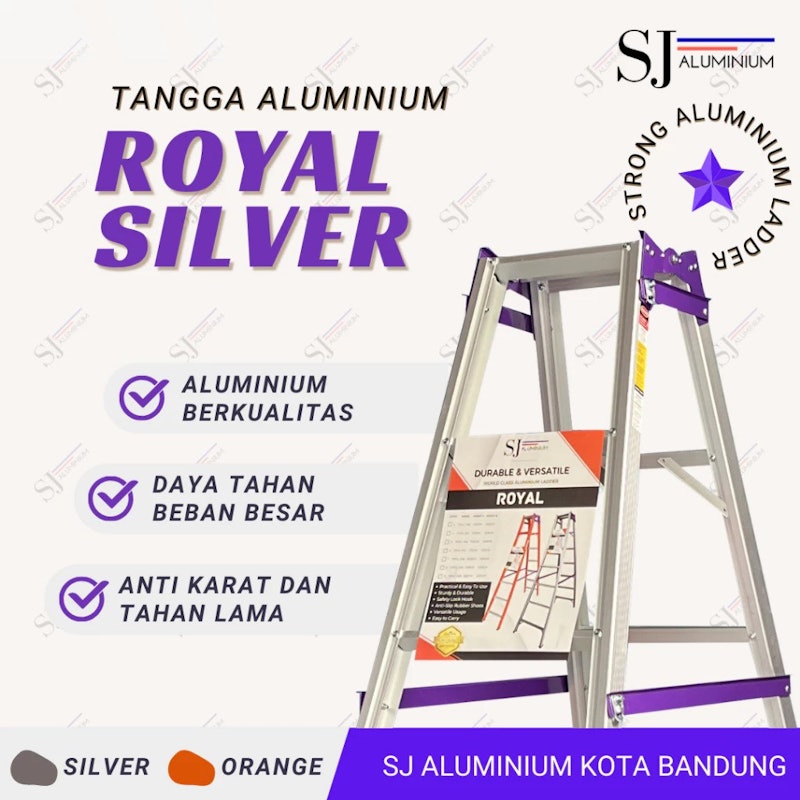 ROYAL SILVER Tangga Aluminium Lipat Jumbo 2M 5