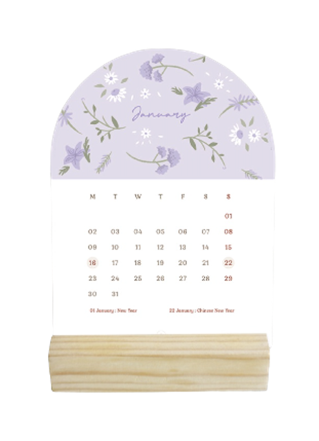 Aesthetic Calendar with Wooden Stand