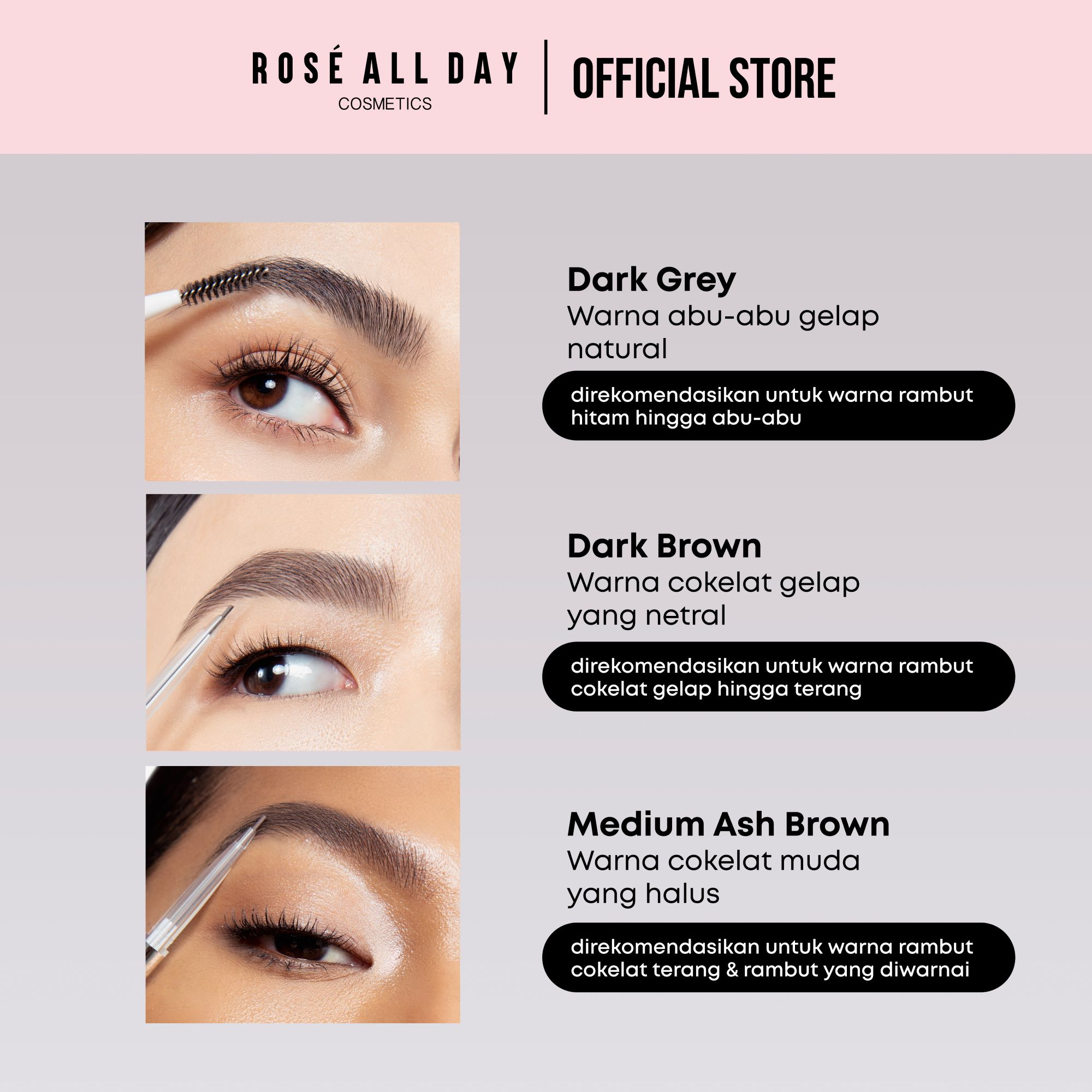 Rose Cosmetic Indonesia Rosé All Day Brow Fix Micro Pencil Dark Brown