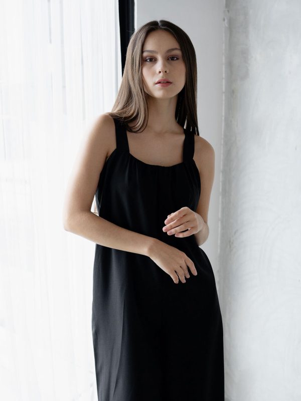 Coogee Indonesia This Is April Sabine Wide Leg Black Jumpsuit 787922
