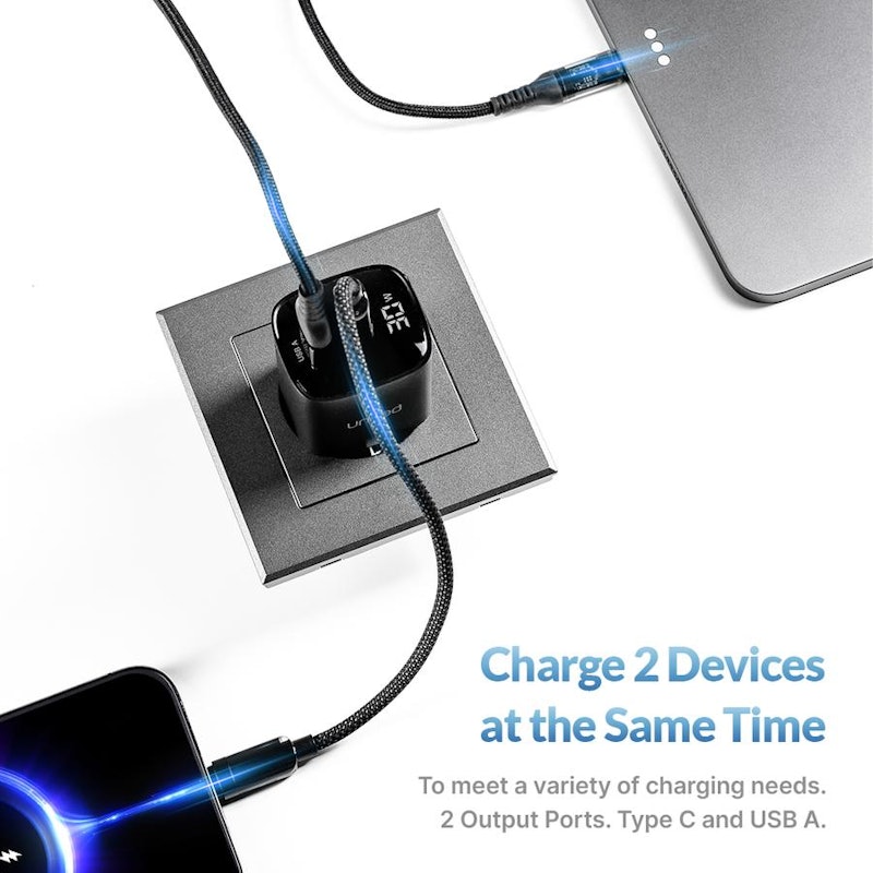 Uneed 2 Ports 30W GaN Charger with Display 2