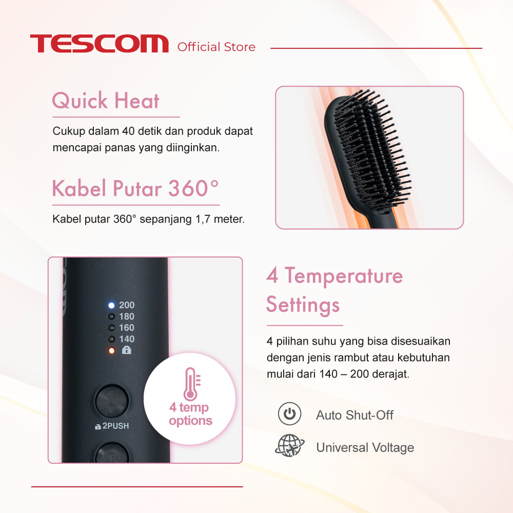 Ravalindo Megah Perkasa Tescom Ionic Smooth Hot Brush  TB550ID