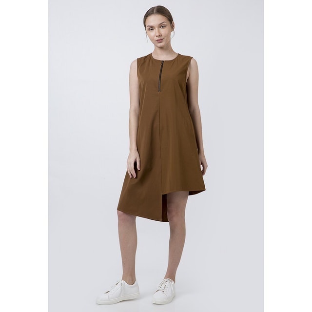 Delamibrands The Executive Front Zip Asymmetric A-Line Dress