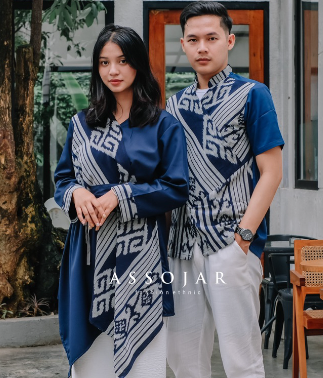 Couple Tenun / Vneck Shirt x Blus Danastri (NAVY) 5