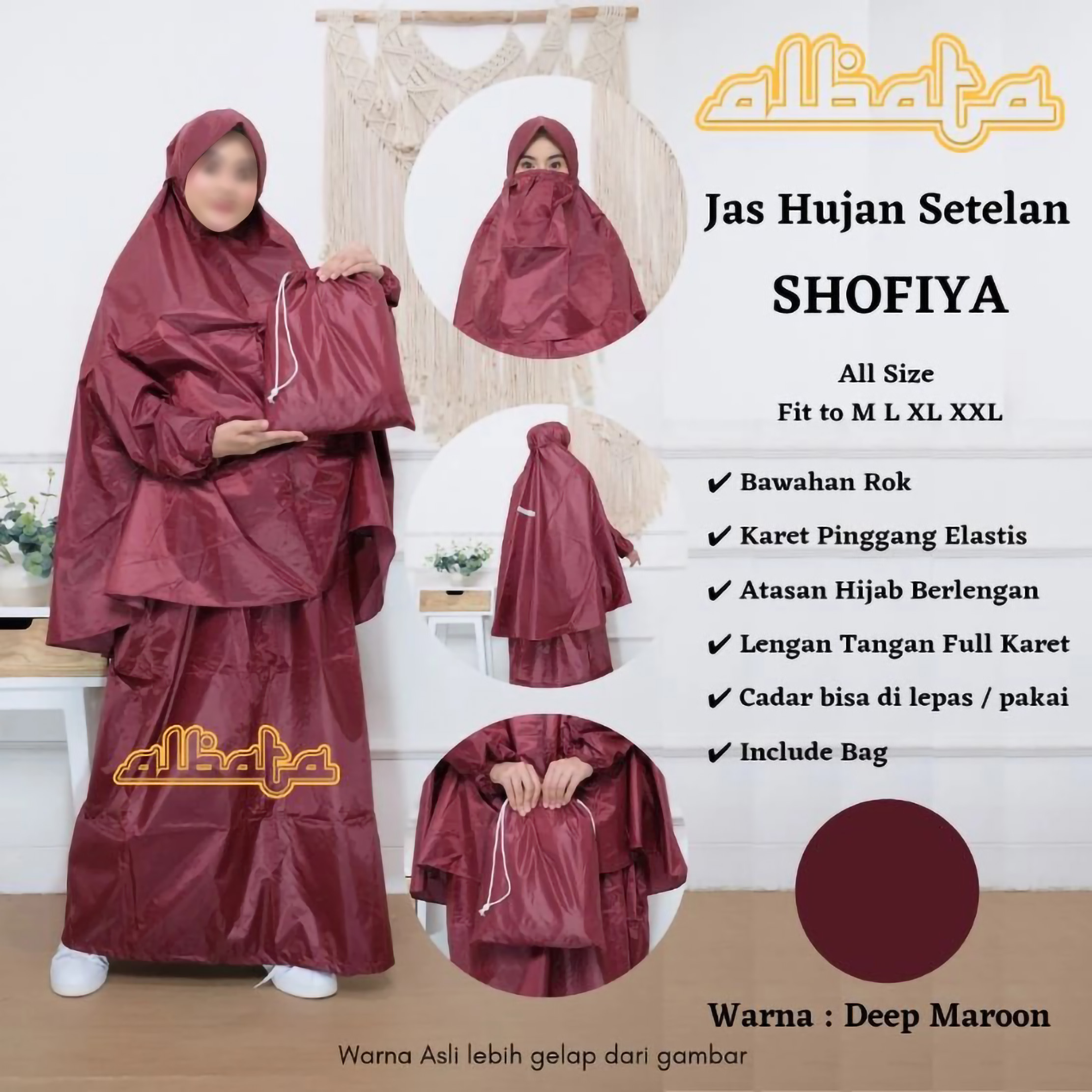  Albata Jas Hujan Wanita Muslimah Shofiya Series