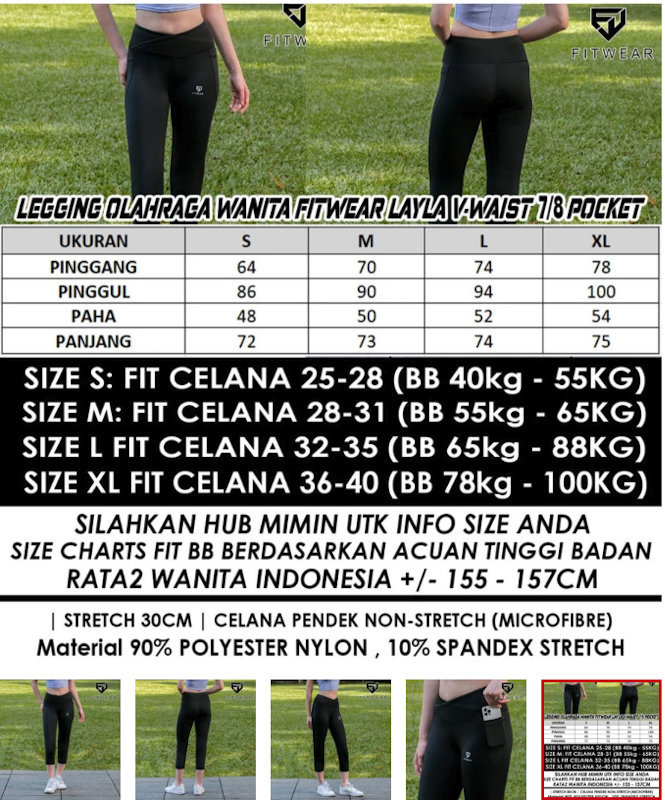 Fitwear Legging Layla V-Waist 7/8 2 Pocket Compression 5