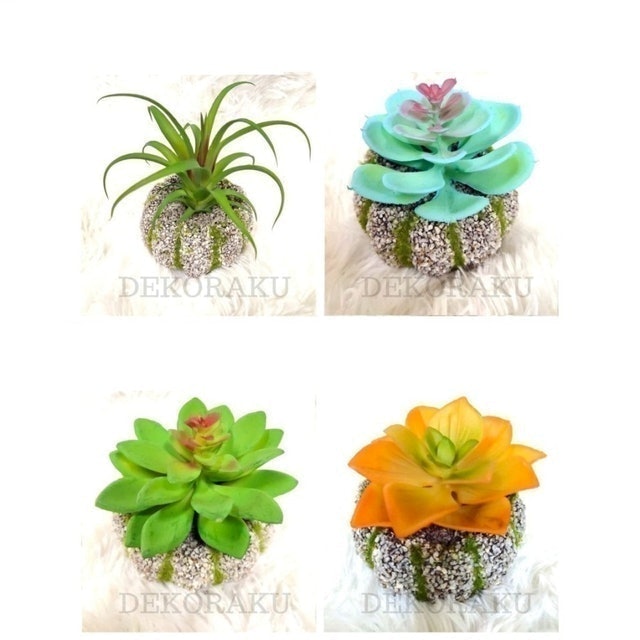 BNW Kaktus Artifisial Pot Batu