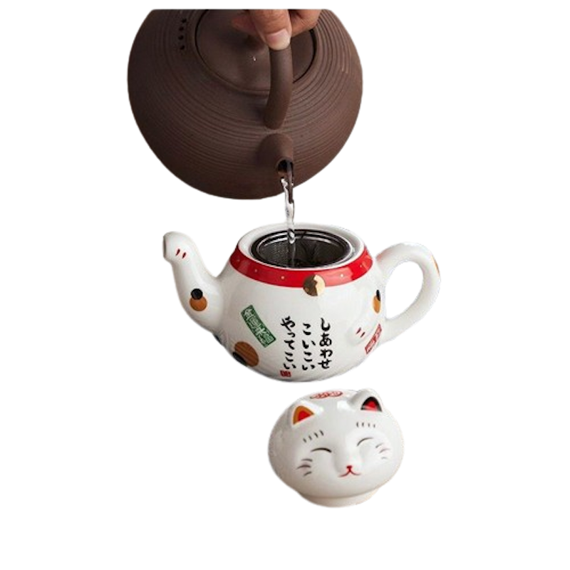 REALS Tea Pot Lucky Cat Ceramic 1