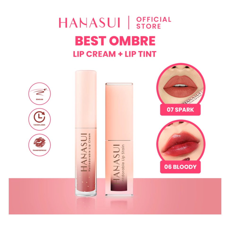 Eka Jaya Internasional Hanasui Best Ombre Lipcream + Liptint 16 Glame & 05 Coral