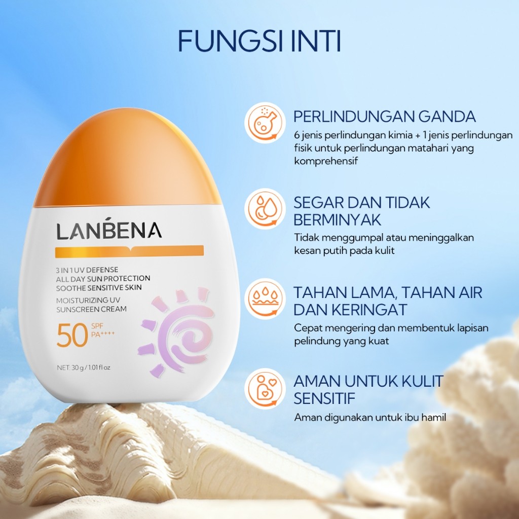 LANBENA LANBENA 3 in 1 Moisturizing UV Sunscreen Cream SPF 50 PA++++