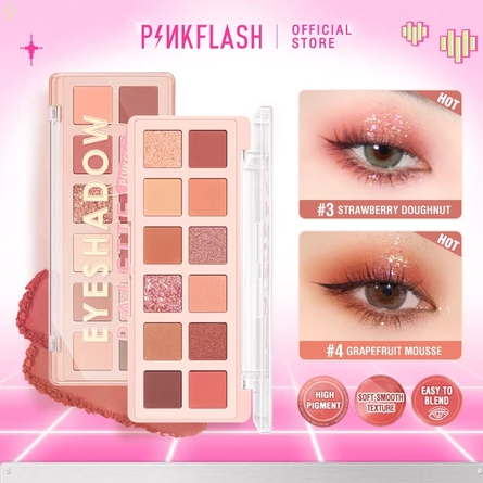 FCL Internasional Indonesia  PINKFLASH PinkDessert 12 Shades Eyeshadow Palette 01 Cranberry Cookies