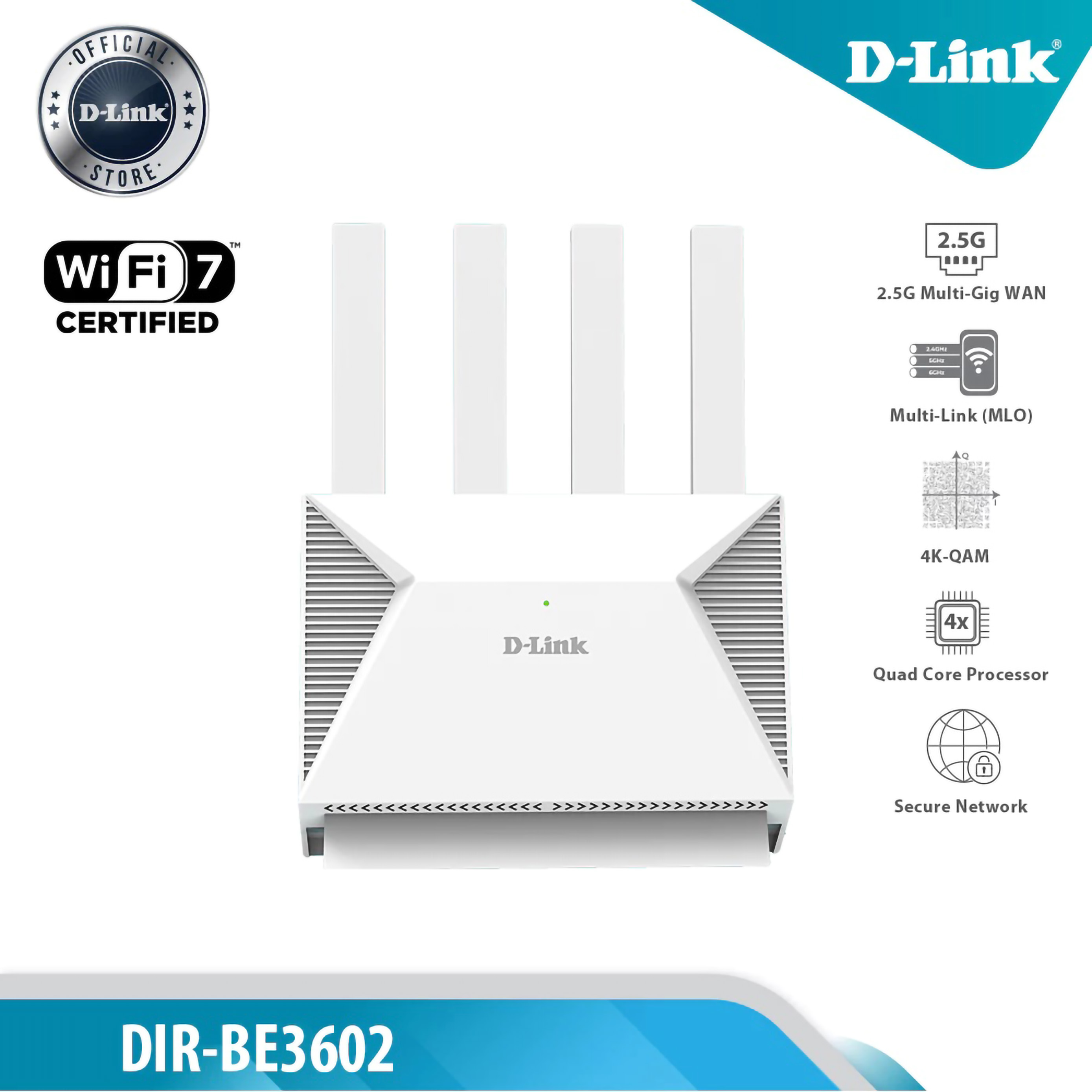 D-Link System Indonesia D-Link WiFi 7 2.5G Dual-Band Mesh Router DIR-BE3602