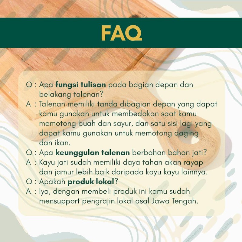 Sustaination Talenan Kayu Jati Premium Dengan Gagang 4
