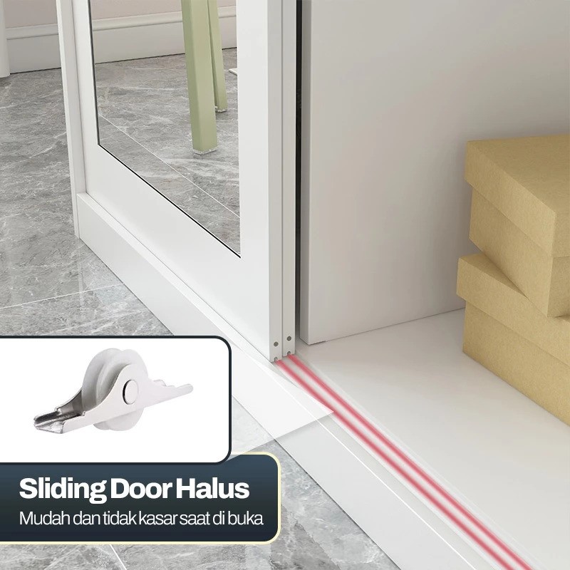  ONNAIS Lemari Pakaian Besi Sliding 2 Pintu Dandelion